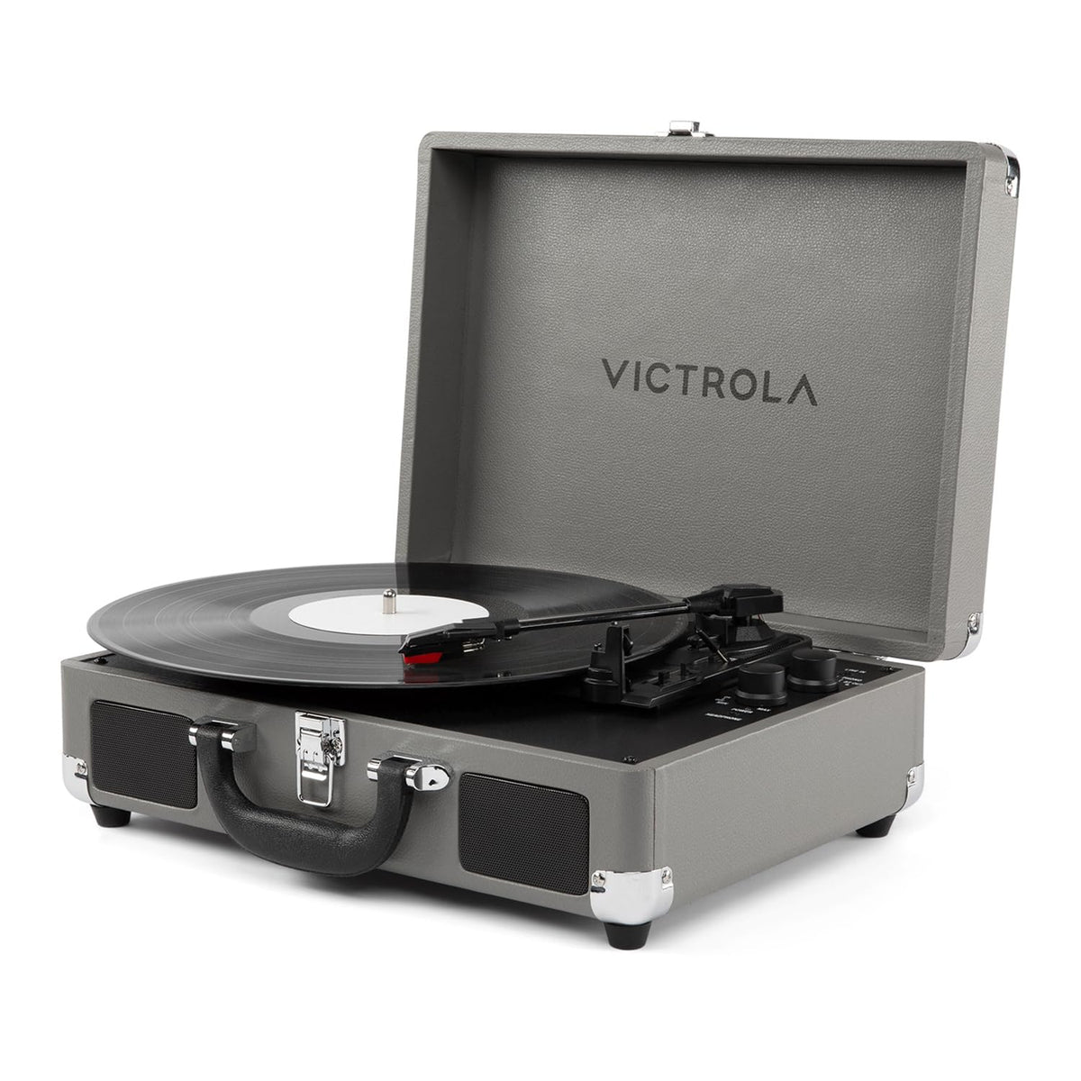 Victrola Journey II suitcase turntable with built‑in speakers for portable sound.