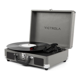 Victrola Journey II suitcase turntable with built‑in speakers for portable sound.