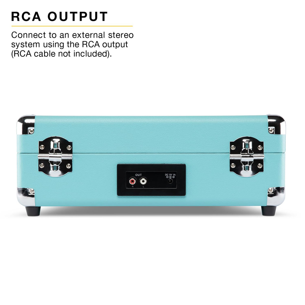 Victrola Journey II turquoise belt-drive 3-speed system supports vinyl variety