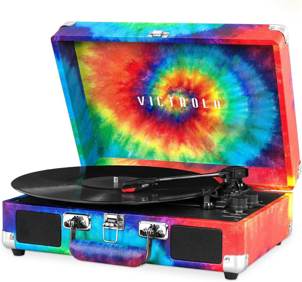Victrola Journey open top view of turntable and platter for easy record placement benefit