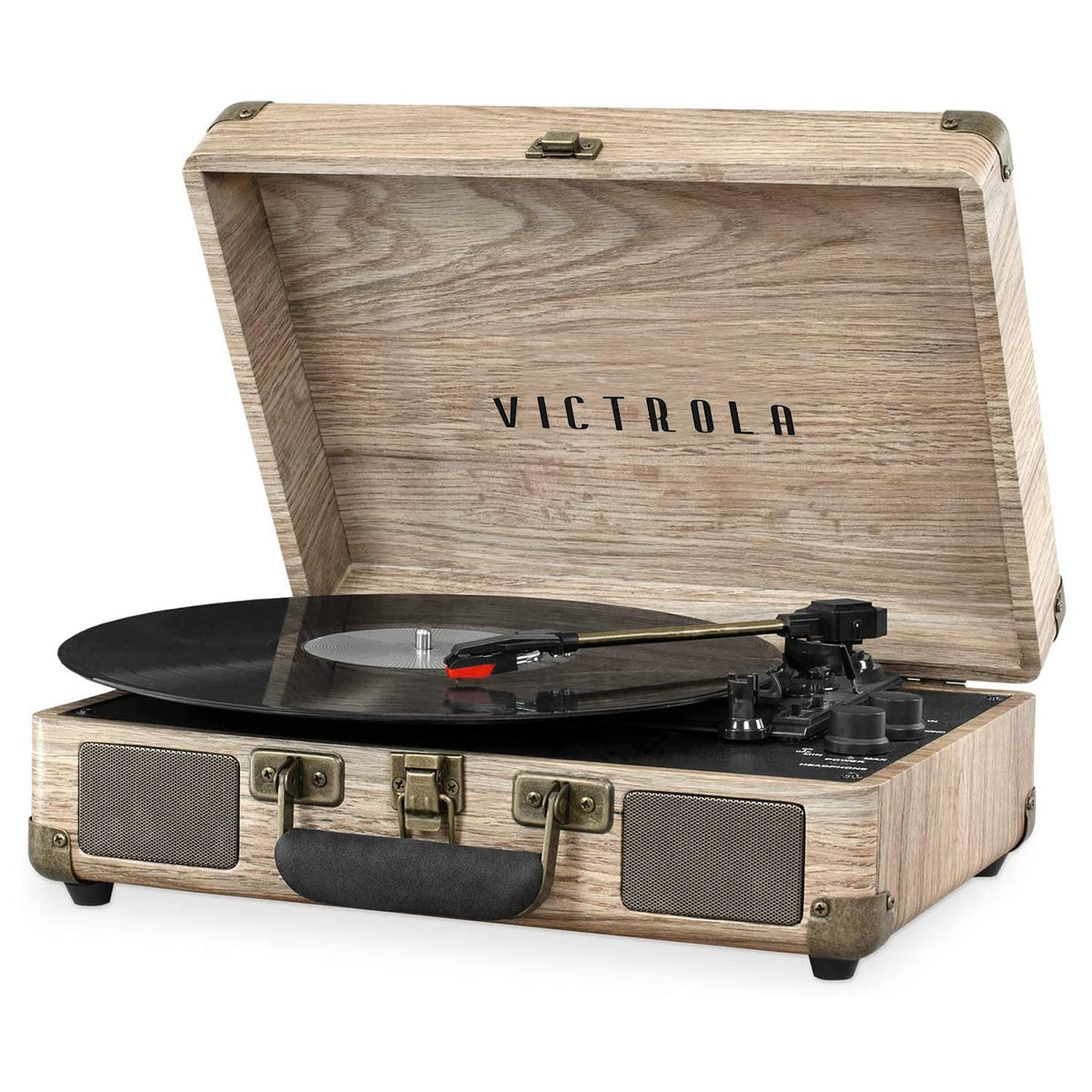 Victrola Journey suitcase-closed portable listening with built in speakers.