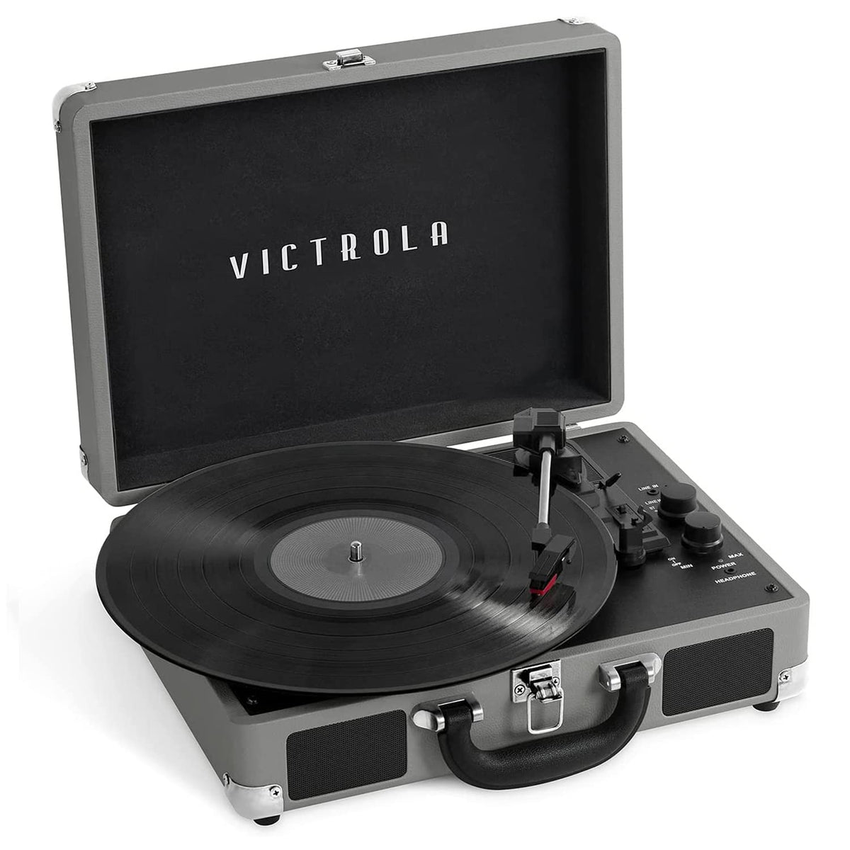 Victrola Journey suitcase front view for portable vinyl listening on the go.