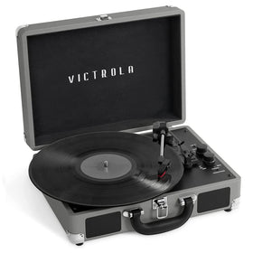 Victrola Journey suitcase front view for portable vinyl listening on the go.