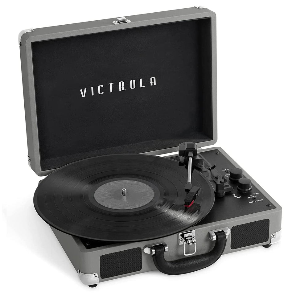 Victrola Journey suitcase front view for portable vinyl listening on the go.