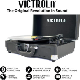 Victrola Parker speaker grille detail highlighting built-in stereo speakers and clear sound