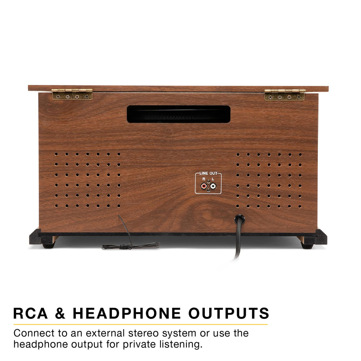 USB and auxiliary ports enable quick digital playback from modern devices.