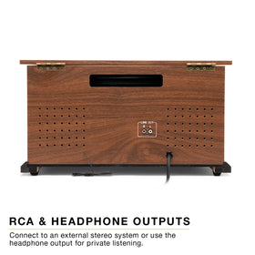USB and auxiliary ports enable quick digital playback from modern devices.