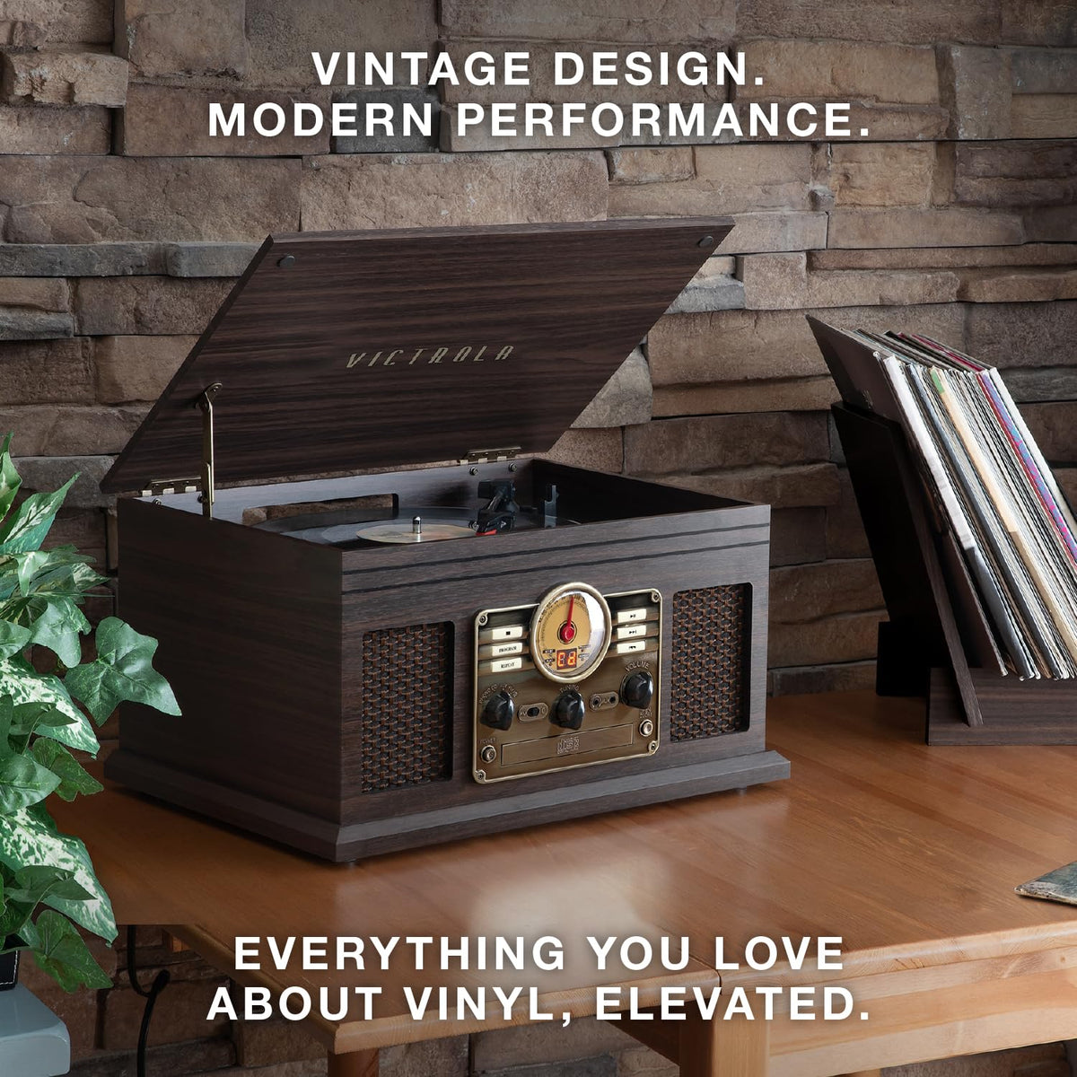 Victrola Quincy Bluetooth streaming for wireless music from phone or tablet.