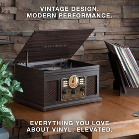 Victrola Quincy Bluetooth streaming for wireless music from phone or tablet.