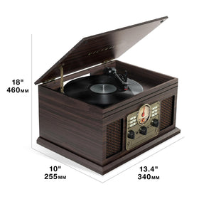 Victrola Quincy front panel design combines nostalgia with modern controls.