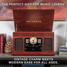 Victrola Quincy compact footprint fits neatly on a shelf or sideboard.