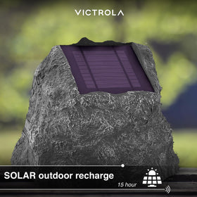 Victrola Solar Rock Speakers rock-like design blending into garden ambiance