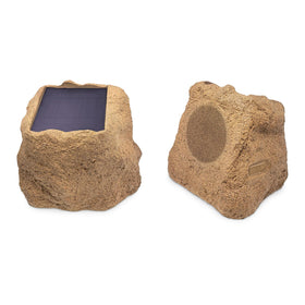 Victrola Solar Rock Speakers tabletop placement for outdoor music streaming
