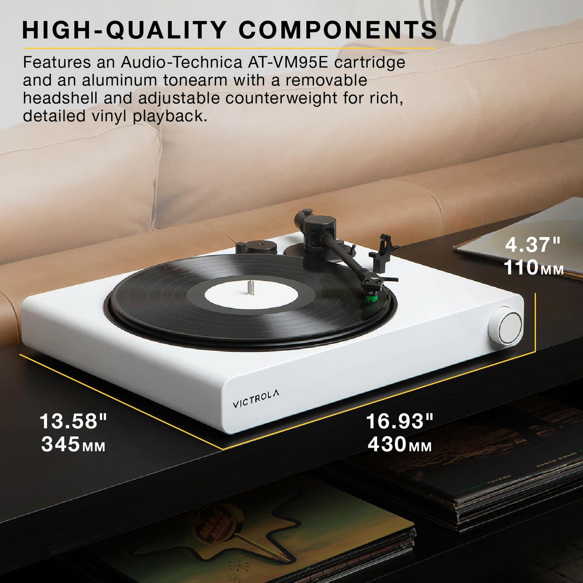 Victrola Stream Onyx AT-VM95E cartridge delivers detailed playback