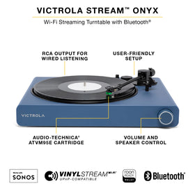 Victrola Stream Onyx black plinth offers stylish stability for vinyl playback