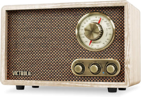 Victrola Willow front view showing the retro wood finish and compact silhouette for warm room presence
