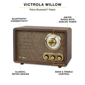 Victrola Willow rotary AM/FM dial close-up highlighting tactile tuning