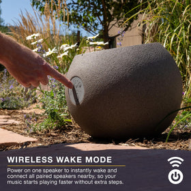 Victrola Zen crystal-clear highs with deep bass for open-air spaces.