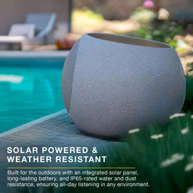Victrola Zen patio garden setup blends with outdoor decor while delivering sound.