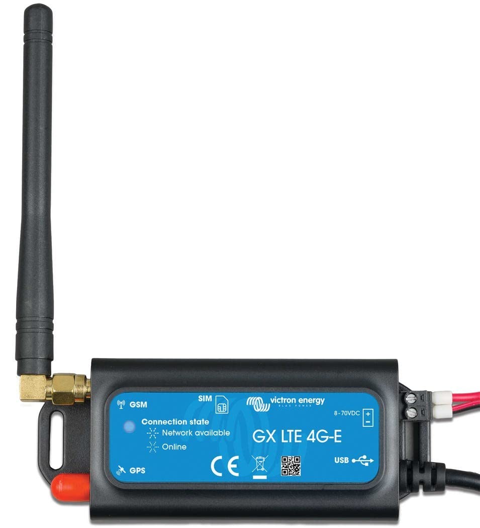 Victron Energy GX LTE 4G-A device close-up for GX systems.