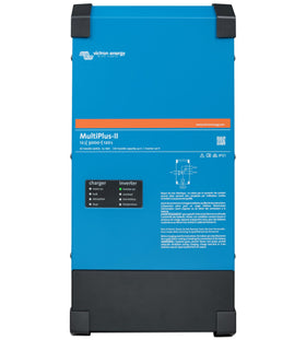 Victron Energy MultiPlus-II front view highlights a compact inverter charger for reliable off-grid power.