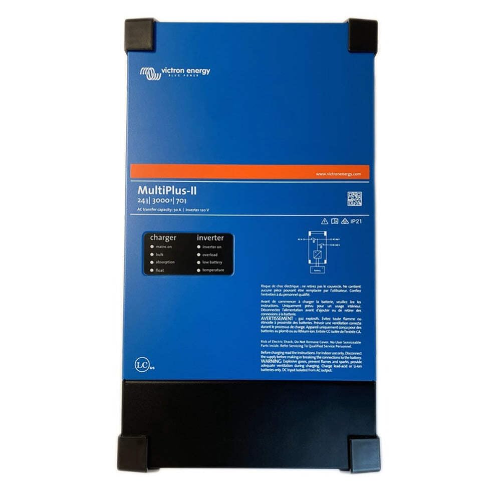 Victron Energy MultiPlus-II front view, compact inverter charger for reliable off-grid power