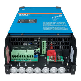 Victron Energy MultiPlus-II back panel shows connections for PowerAssist setup
