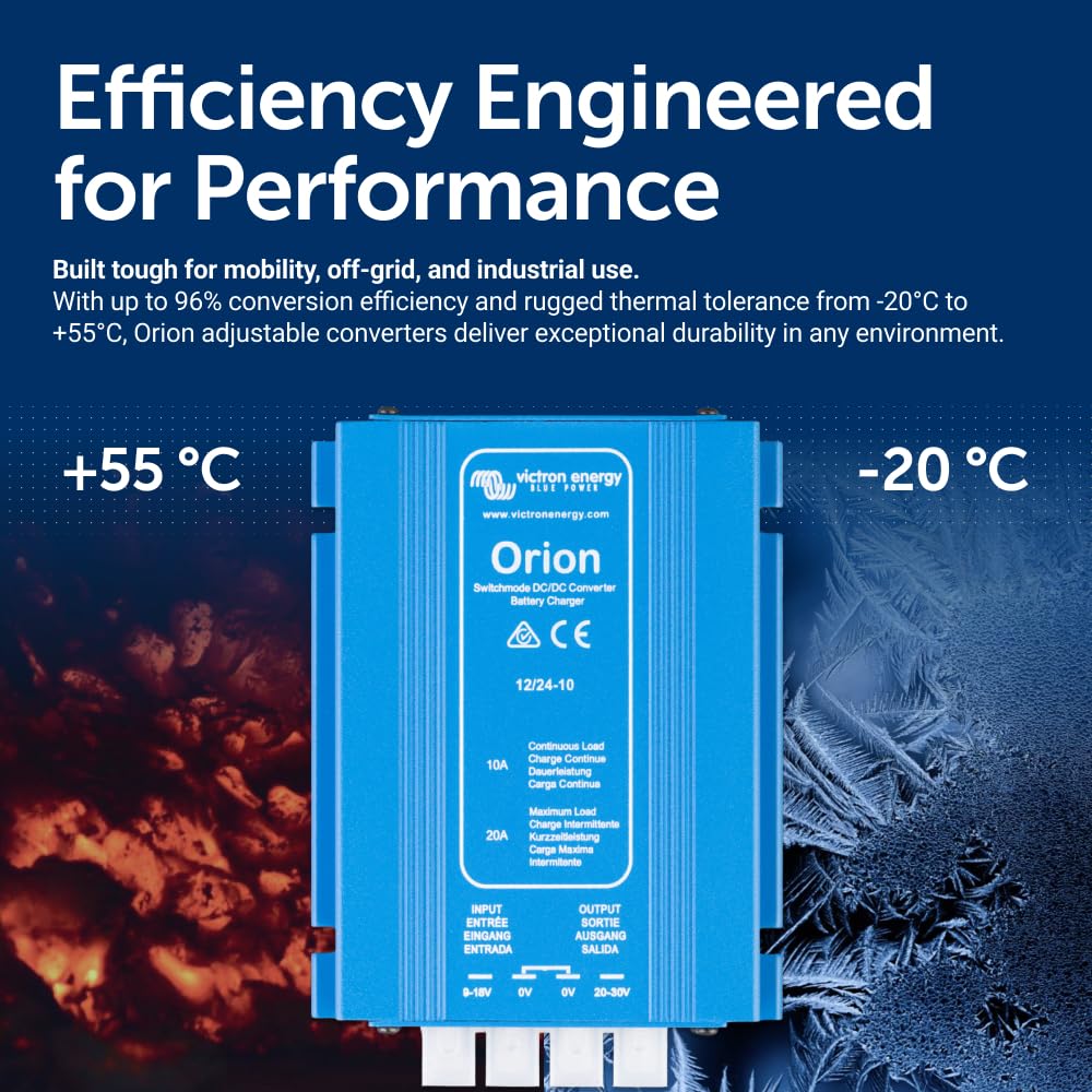  Victron Energy Orion parallel setup demonstrating increased output up to five units.