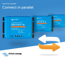 Victron Energy Orion-Tr dual-battery setup demonstrates flexible configuration for off-grid systems.