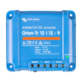 Victron Energy Orion‑Tr front view showing compact housing and mounting points, improves installation flexibility