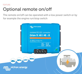 Victron Energy Orion-Tr IP43 protected converter safeguards electronics in damp conditions.