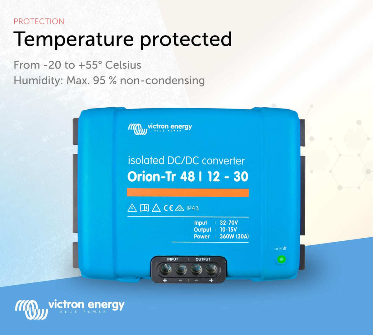 Victron Energy Orion-Tr isolated design showcases flexible power options for diverse setups.