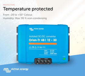 Victron Energy Orion-Tr isolated design showcases flexible power options for diverse setups.