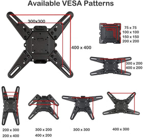VideoSecu ML531BE2 full-motion arm extended for flexible viewing from multiple seating areas.