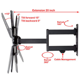 VideoSecu ML531BE2 wall mount retracted to 2.5 inches for a slim, neat wall appearance.