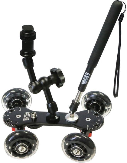 VidPro SK-22 front view showing compact dolly and smooth mobility benefit