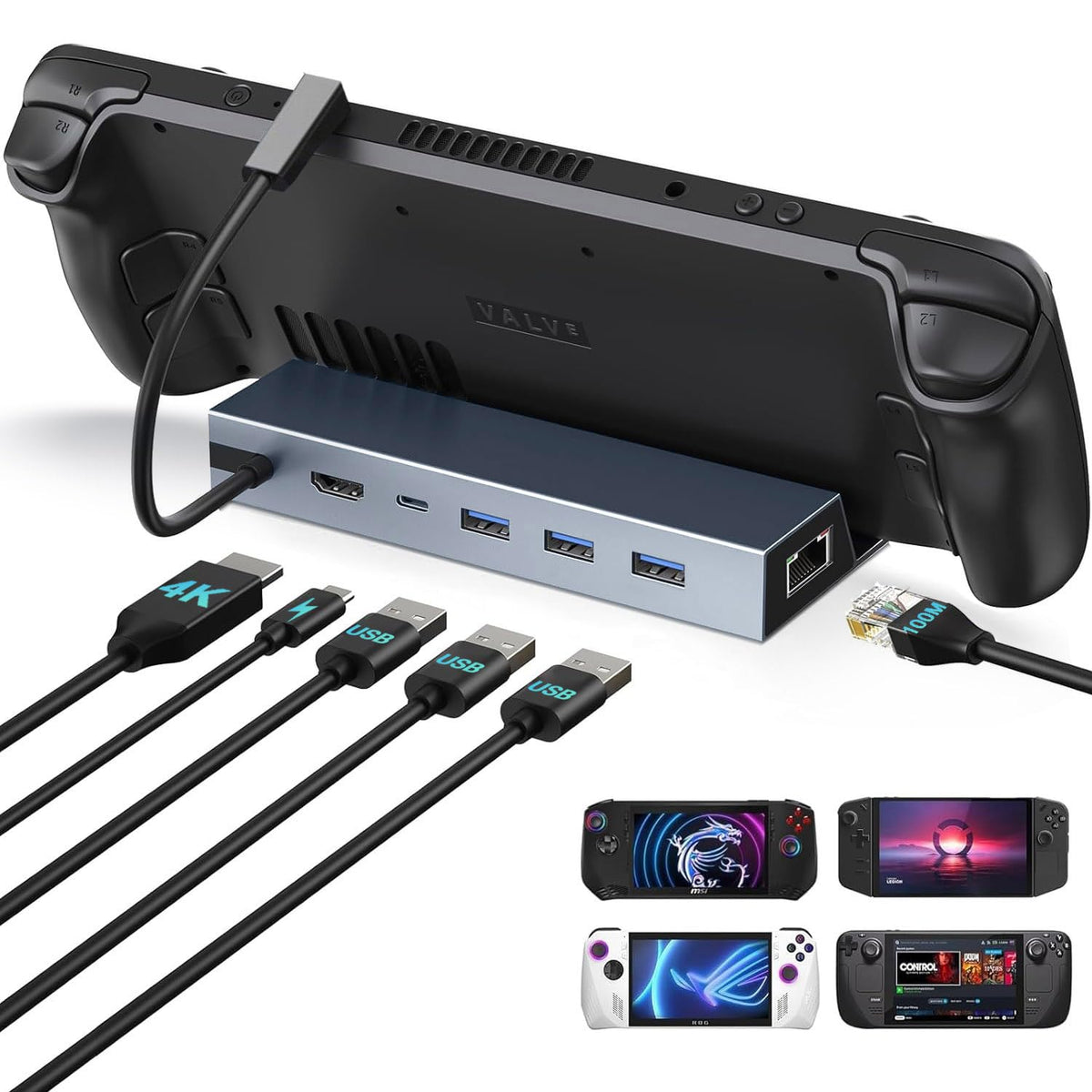 Vienon 6-in-1 Steam Deck Dock setup for versatile gaming connectivity
