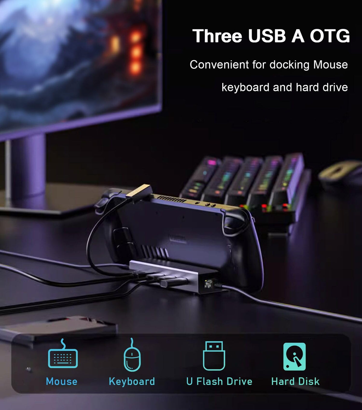 Vienon Steam Deck Dock USB 2.0 ports for accessories