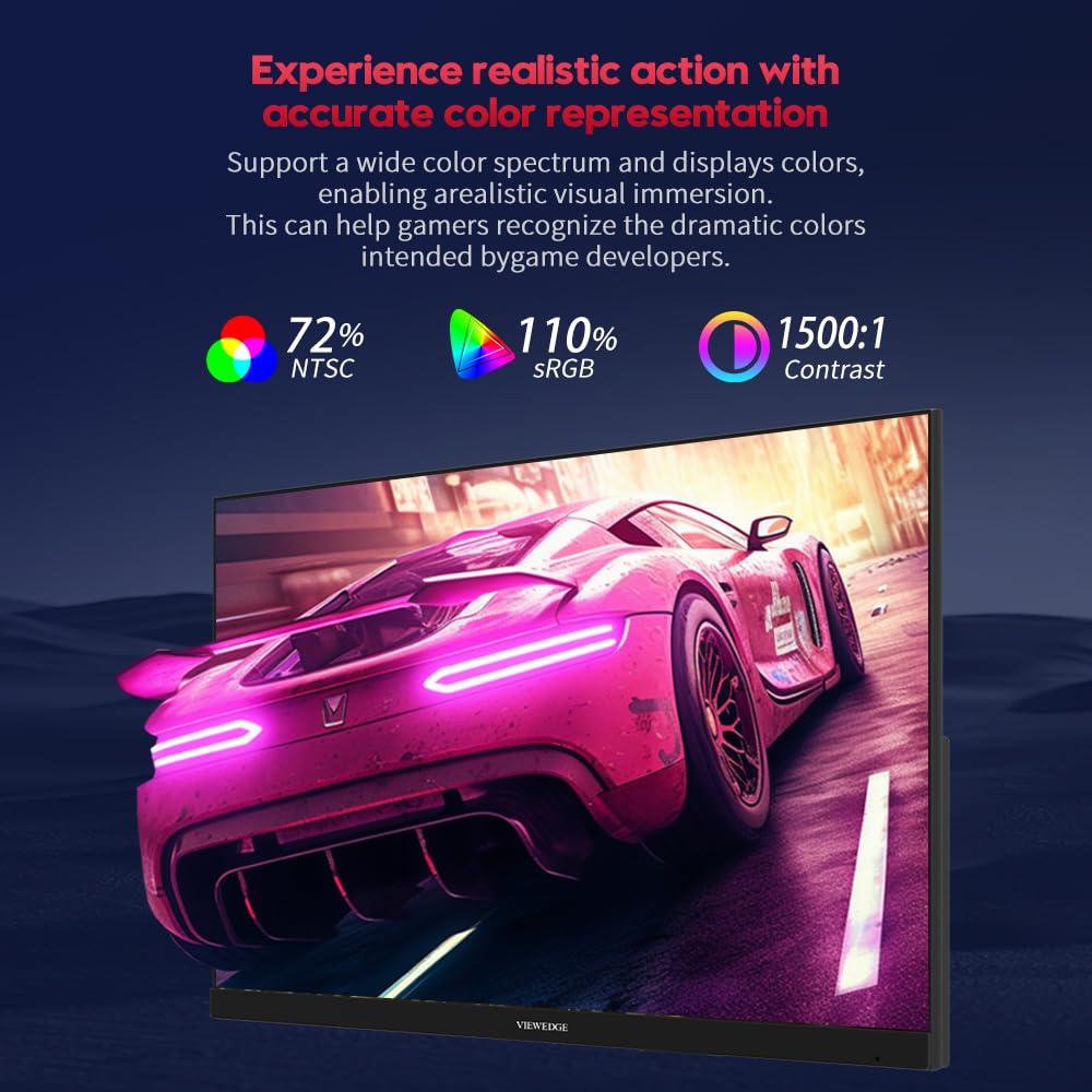 Viewedge 110 percent sRGB color coverage enhances vibrant visuals for design tasks.