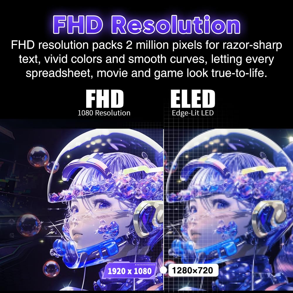Viewedge 24-inch FHD display close-up showing crisp 1080p clarity.