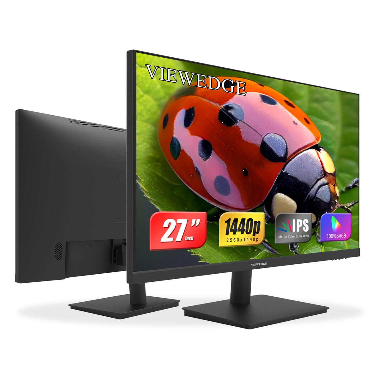 Viewedge 27-inch monitor front view with 1440p IPS clarity and slim bezels.