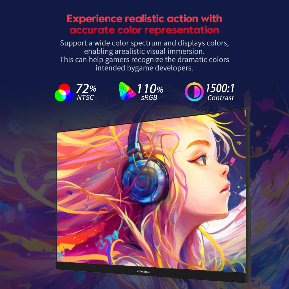 Viewedge 110% sRGB color coverage emphasizes vibrant, true-to-life visuals.