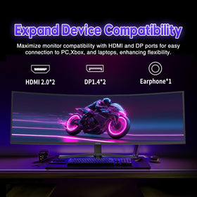 Viewedge 49-inch curved ultrawide monitor blue-light filter reduces eye strain.