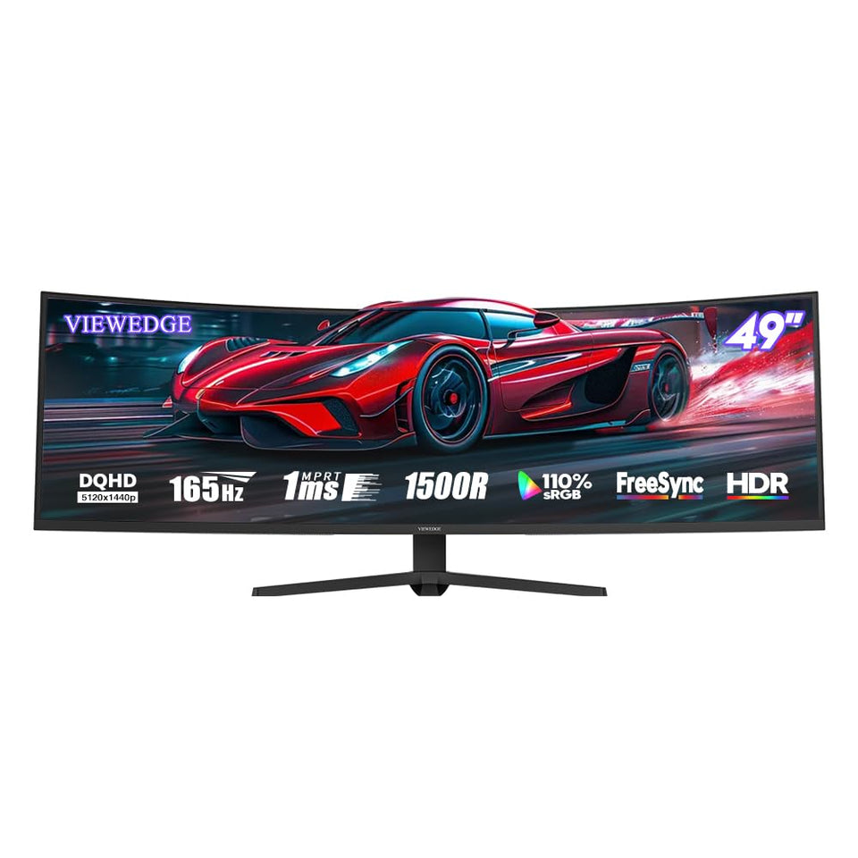 Viewedge 49-inch curved monitor front view for immersive gaming and multitasking.