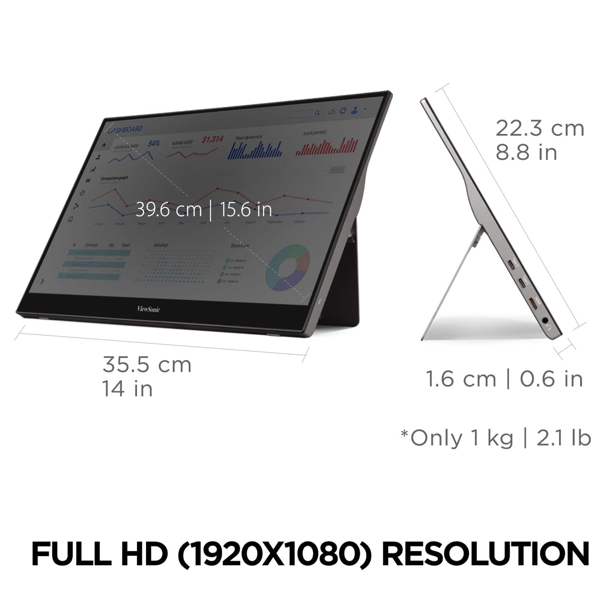 ViewSonic TD1655 mini HDMI output connection for external displays