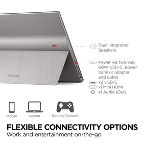 ViewSonic TD1655 USB-C 60W connection for power and data on the go