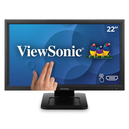 ViewSonic TD2211 front view with resistive touch ideal for POS tasks.