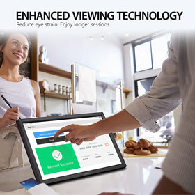 ViewSonic TD2223 scratch-resistant glass close-up for durable high-traffic usage.