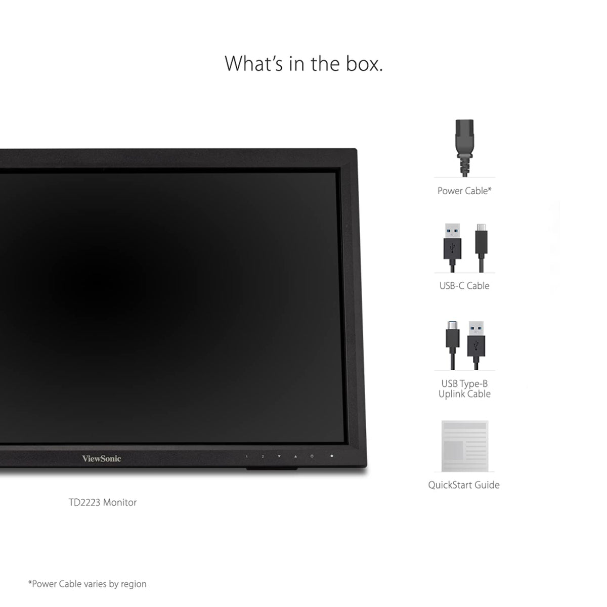 ViewSonic TD2223 VESA-mount-ready with versatile inputs.