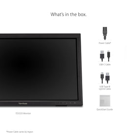 ViewSonic TD2223 VESA-mount-ready with versatile inputs.